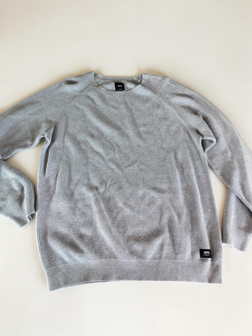 Vans Waffle Knit Crewneck Sweater Gray Large